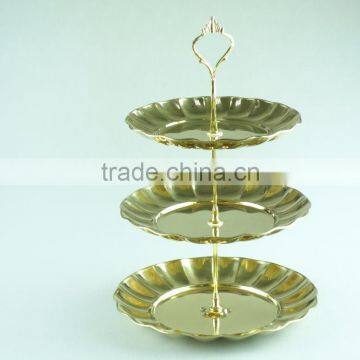 Stainless Steel Metal Flower Plate Salver Metal Decoration With 3 Layer photo-5
