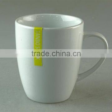 350ml white ceramic coffee mug in stock for promotion