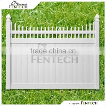 Fentech White Picket Top Vinyl Privacy PVC Fence with cheap Fence Panels