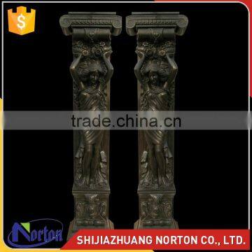 custom made hand carved black marble cheap columns NTMF-C240S