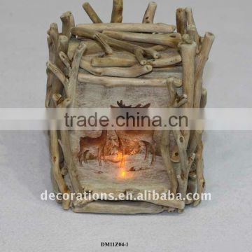 driftwood christmas lantern with led light