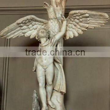 white marble boy and eagle statue