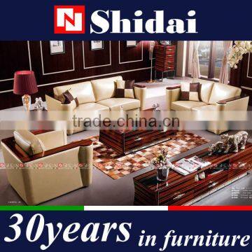 New chinese leather sofa furniture, Wooden sofa set designs