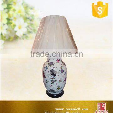 Chinese Ceramic Lamp Flower Painted Table Lamp With Fabric Shade photo-4