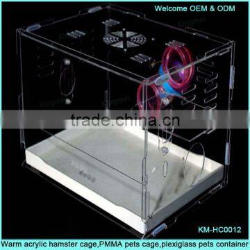 Transparent and warm acrylic hamster box with lid