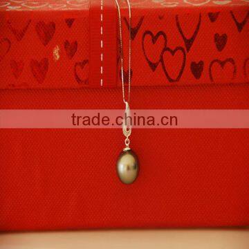 9-10mm black tahitian pearl pendant necklace