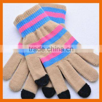 Stripe Smartphone Gloves With 3 Touch Fingers