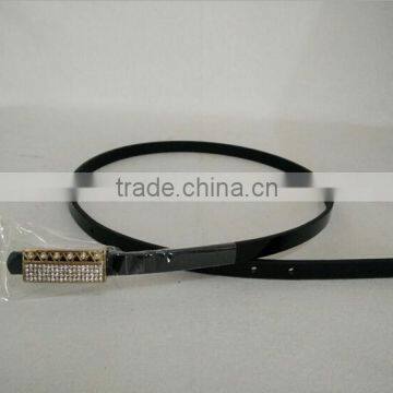 Wholesale Colourful Rhinestone Paved Alloy Buckle Sex Women Lady Thin PU Waist Belt photo-5