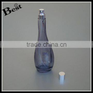 100ml China New Products Gray Long Neck Silver Metal Pump Spray Glass Perfume Bottle Cosmetic Packaging Factory photo-2