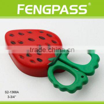 S2-1368A 3-3/4" 2CR13 Stainless Steel ABS Plastic Handle Kid Scissors / Paper Cutting Scissors With Strawberry Cap photo-2