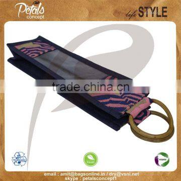 PP Laminated Jute One Bottle Wine Bag With Cane Handle & With Front Window photo-4