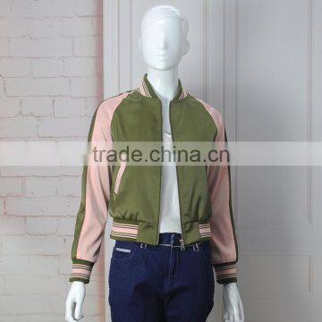 Hot Sale Latest Design Guangzhou Clothing Ladies Embroidery Satin Bomber Jacket photo-2