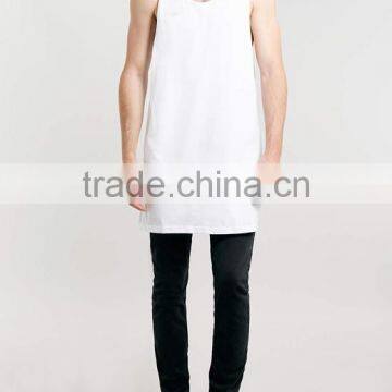 Custom 100% Cotton White Color Men Long Tank Top photo-4