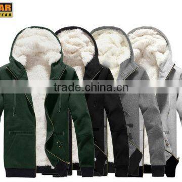 men's winter white fake fur jacket with hoody