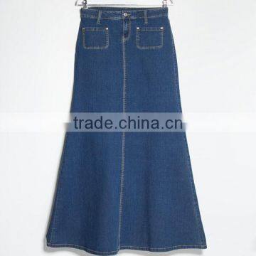 Factory Directly Sale New Ladies Flared Long Denim Skirt photo-5