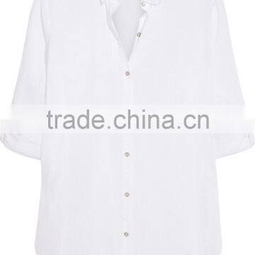 Outdoor Autumn Women White Cotton Shirt Customized photo-3