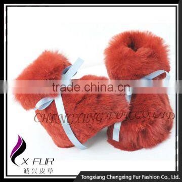 CX-SHOES-07 Genuine Rabbit Fur Cream Cute Infant Shoes Baby Shoes