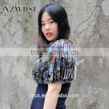 CX-B-44A Highly Stylish Fashion Mixed Color Lady Rabbit Fur Shawl photo-3