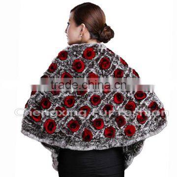 CX-B-69B Floral Rex Rabbit Fur Wedding Dress Shawl All Types Of Shawls photo-3