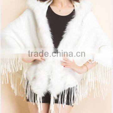 fancy design new fringed ladies fur poncho