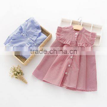 Peter Pan Heart Banner Kids Frock Designs Solid Pink Dress One Chest Pocket Sleeveless Dress photo-6