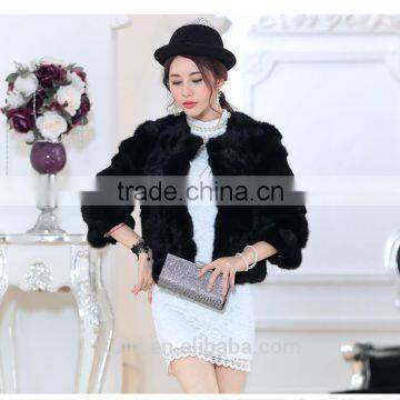 2016 New Real Rabbit Fur Coat Women Fashion Fur Jacket Low Sale Good Quality Rabbit Real Fur Coat photo-2