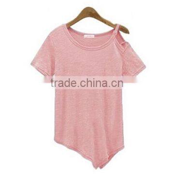 New Solid Camisetas Summer Cotton T-shirts Fashion Tops 2016 Punk Rock Tee Shirt Femme Off the Shoulder Strap T Shirt Women photo-2