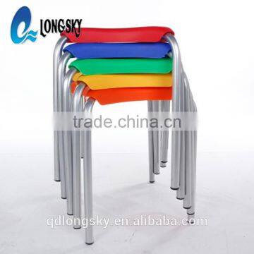 LS-4010 Cheap Colorful Small Plastic Square Stacking Stools With Metal Legs Portable Wholesale photo-6