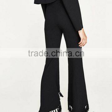 Runwaylover 4930 New Style 2017 Ladies High Waist Fringe Flare Pant photo-4