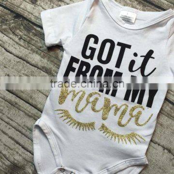 Baby Clothing Sets Infant Baby Girls Boutique Clothing Sets Toddler Baby Outfits Got it From my Mama Romper Black Glitter Shorts photo-2
