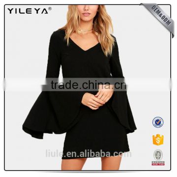 New Lastest Design Ladies Dress long sleeve vintage v neck sleeve autumn dress Casual Dress