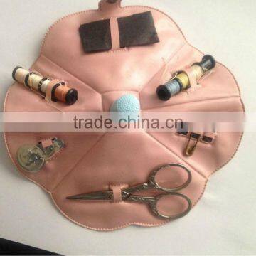 PINK PLASTIC FOLD OUT SEWING KIT