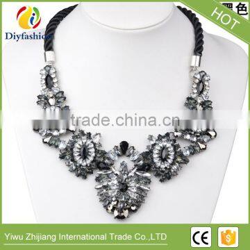 Shourouk Style Alloy Flower Vintage Statement Pendants Necklaces Crystal Jewelry Fashion Choker Necklace photo-3