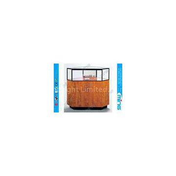 Corner Jewelry Display Case with Locking Hinged Door for Shopping Mall