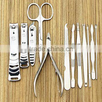 12pcs Manicure Set Pedicure Scissor Tweezer Knife Ear pick Utility Nail Clipper Kit Stainless Steel Nail Care Tool Set