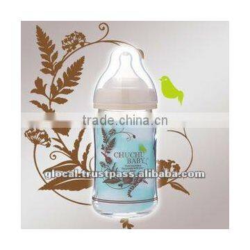 Japan Wide-Neck Glass Feeding Bottle with Silicone Teat 160ml Wholesale