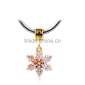 50pcs Gold Christmas Snowflake Crystal Rhinestone Charms Pendant Beaded Jewelry Findings