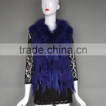 New product sleeveless pretty women real rabbit fur vest with collar