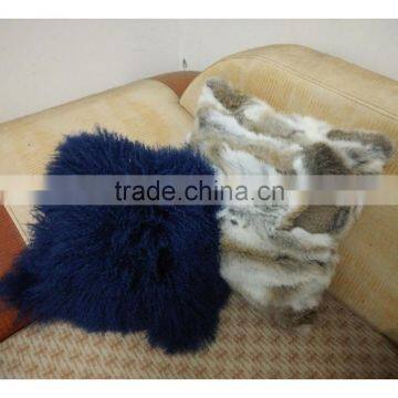 SJ191-01 Wholesale Dark Blue Furs Back with Suede Fur Cushion Covers