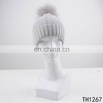 TOROS classic women knit hat 20 rabbit fur 80 acrylic hat with pompom beanie hat for women