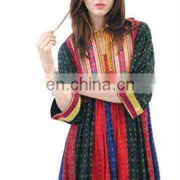 Wholesale women embroidered yoke- vintage bohemian gypsy style mini dress