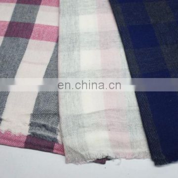 2016 winter custom design women oversized checked wool with nylon pashmina scarf shawl