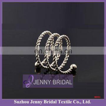 NR003 matte silver spiral napkin rings wholesale