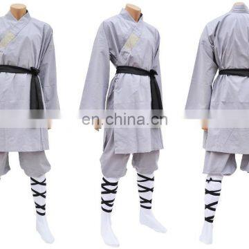 wholesale kung fu uniform -Durable 100% Cotton Zean Fabric Black Color with White Cuff Kung Fu Uniform