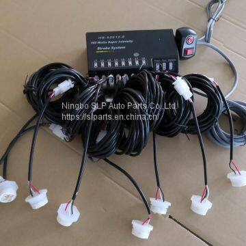 160W 8 LED Bulbs Hide White Emergency Hazard Warning Strobe Light Kit