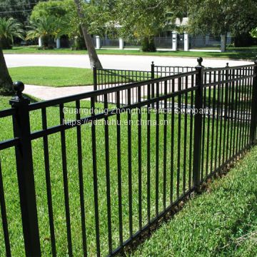 Powder coated black tubular steel fence for sale