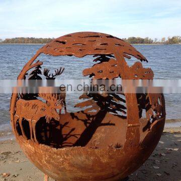 37.5 Inch Diameter Laser Cut Wildlife Fire Pit Globe