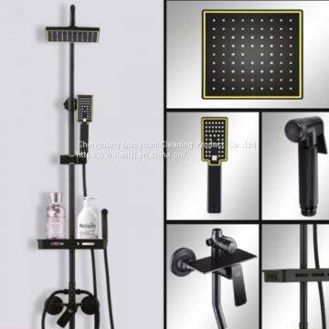 Black Color Big Rainfall Shower Set Woman Shower Sprayer Bathroom Head Shower photo-2