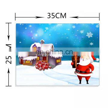 Season's Greetings Stained Tempered Glass Choppping Cutting Boards