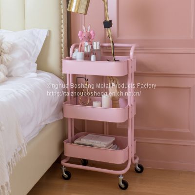 Kitchen Cart With Baskets Wheel Trolley For Kitchen Stainless Steel Vegetable Trolley